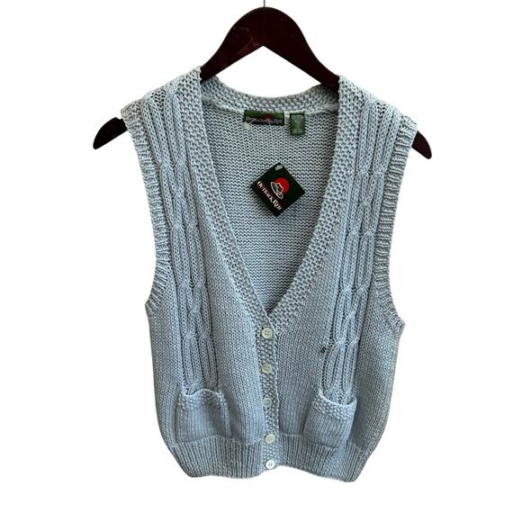NWT Vintage Deadstock Cable Knit Sweater Vest Light Blue Size Small - Picture 1 of 4